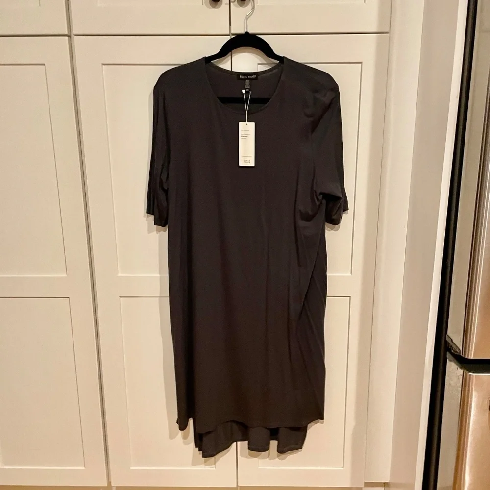 Eileen Fisher Lightweight Gray Viscose Jersey Tunic Size Large - Picture 1 of 4